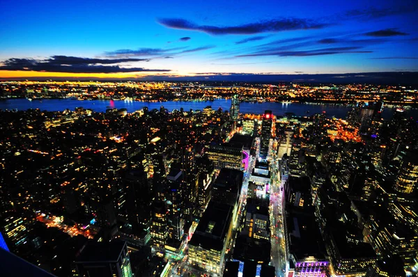 Vista Noturna Sobre Manhattan Nova York Eua — Fotografia de Stock