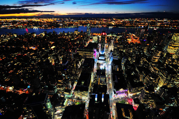 Night view over Manhattan, New York, USA