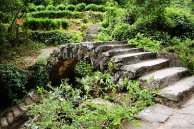 Photo of an ancient stone bridge in the mountains