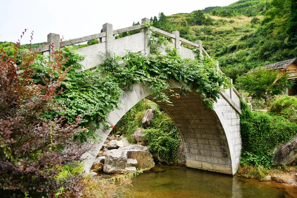 Foto Van Een Stenen Brug Een Beek — Stockfoto