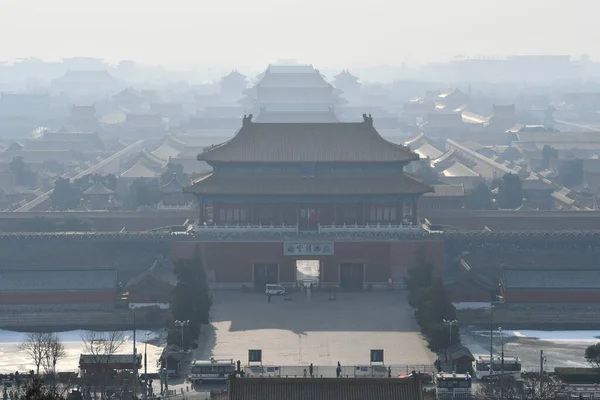 Famous Forbidden City Fog Beijing China Photographed January 2020 Chinese — 图库照片