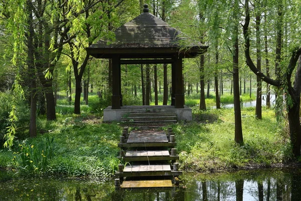 Photo Traditional Chinese Style Pavilion Woods Small River — Stock Photo, Image