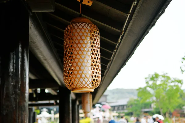 Photo Traditional Style Lantern Hanging Eaves — Stok fotoğraf