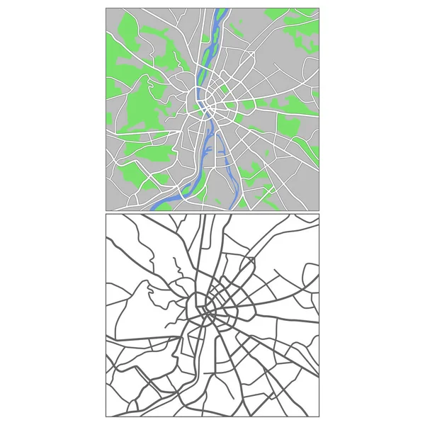 Layered Editable Vector Streetmap Budapest Hungary Which Contains Lines Colored — Wektor stockowy