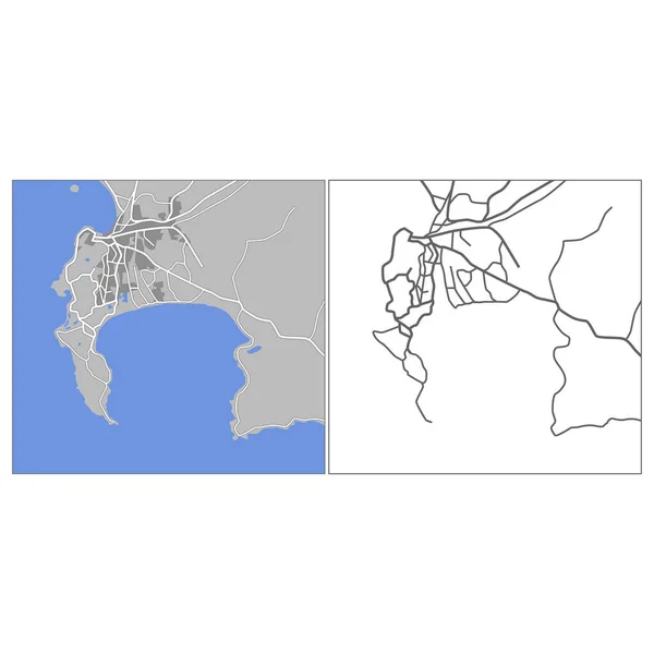 Layered Editable Vector Streetmap Capetown South Africa Which Contains Lines — Vettoriale Stock