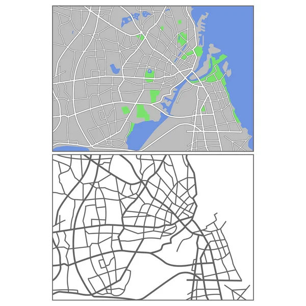 Layered Editable Vector Streetmap Copenhagen Denmark Which Contains Lines Colored — Archivo Imágenes Vectoriales