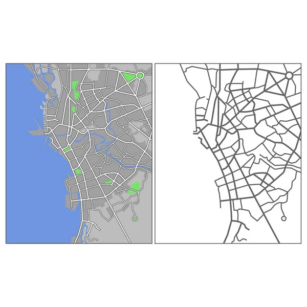 Layered Editable Vector Streetmap Manila Philippines Which Contains Lines Colored — Vettoriale Stock
