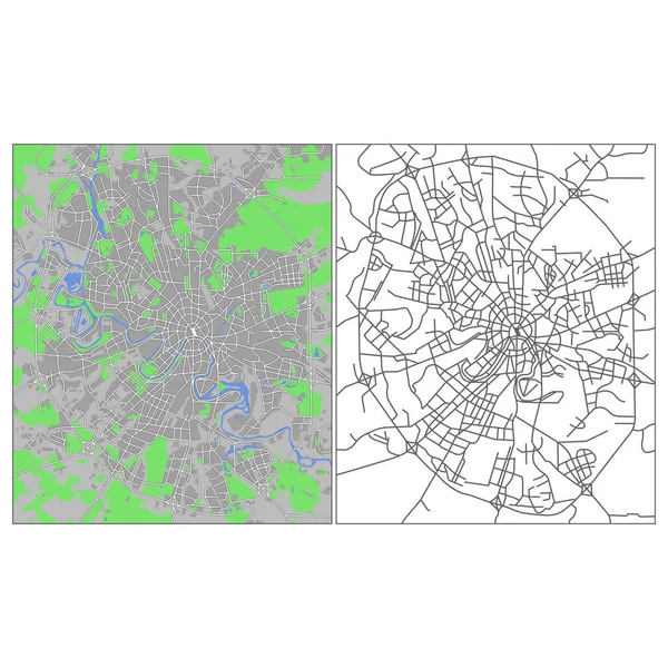 Layered Editable Vector Streetmap Moscow Russia Which Contains Lines Colored — Vettoriale Stock