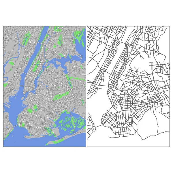Layered Editable Vector Streetmap New York American Which Contains Lines — 스톡 벡터