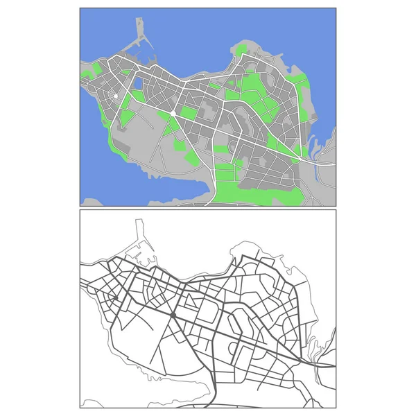 Layered Editable Vector Streetmap Reykjavik Iceland Which Contains Lines Colored — Stock Vector