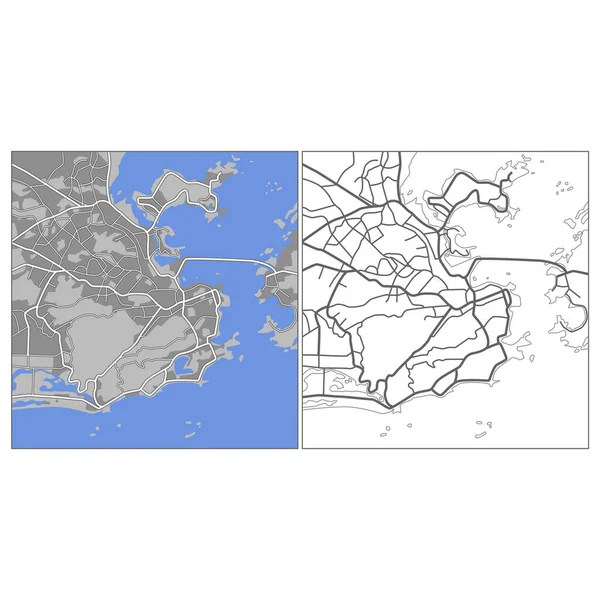 Mapa Rua Vetorial Editável Camadas Rio Janeiro Brasil Que Contém —  Vetores de Stock