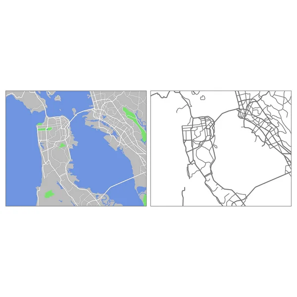 Layered Editable Vector Streetmap San Francisco America Which Contains Lines — Vetor de Stock