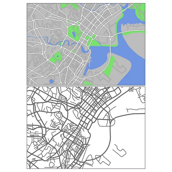 Layered Editable Vector Streetmap Singapore Which Contains Lines Colored Shapes — Vetor de Stock