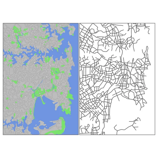 Layered Editable Vector Streetmap Sydney Australia Which Contains Lines Colored —  Vetores de Stock