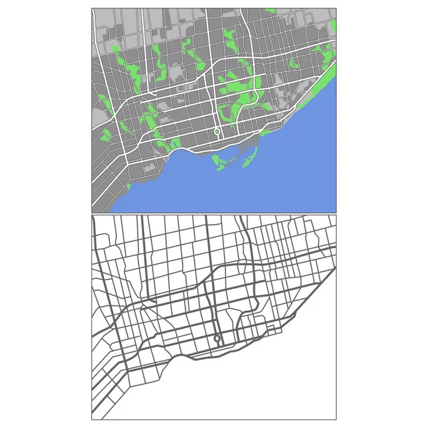 Layered Editable Vector Streetmap Toronto Canada Which Contains Lines Colored — Vetor de Stock