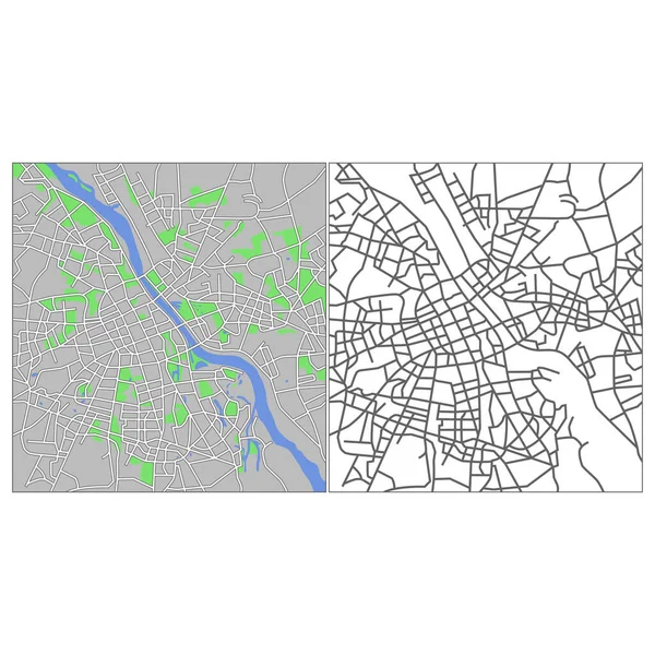 Layered Editable Vector Streetmap Warsaw Poland Which Contains Lines Colored —  Vetores de Stock