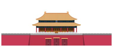 Layered editable vector illustration of traditional royal palace in China.