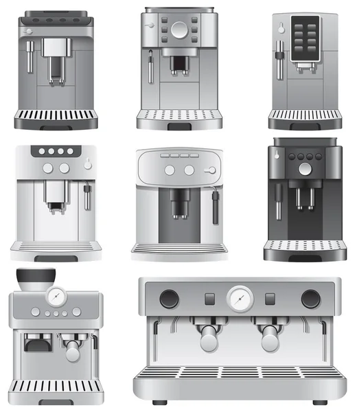 Επίπεδα Επεξεργάσιμο Διανυσματική Απεικόνιση Συλλογή Μοτίβο Των Μηχανών Espresso Κλίσεις — Διανυσματικό Αρχείο