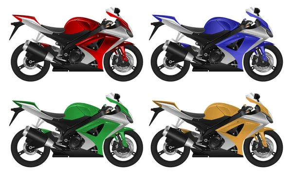 Layered editable vector illustration of realistic motorcycle pattern in different colors.