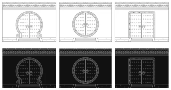 Шаруватий Векторний Силует Зображення Воріт Стіні Давнім Китайським Традиційним Стилем — стоковий вектор