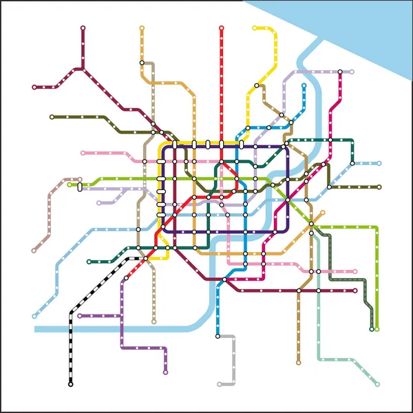 Ilustração Vetorial Editável Camadas Diagrama Metrô Cidade Xangai China —  Vetores de Stock