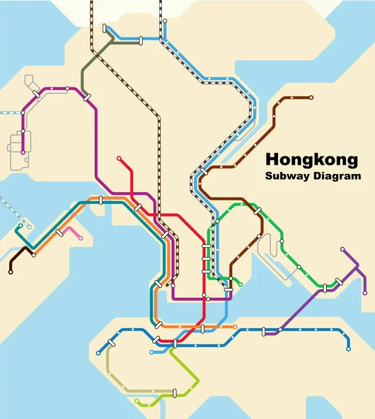 Ilustración Vectores Editables Capas Del Diagrama Del Metro Hong Kong — Archivo Imágenes Vectoriales