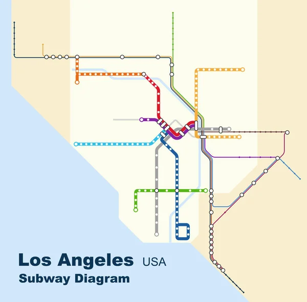 Rétegzett Szerkeszthető Vektor Illusztráció Metró Diagram Los Angeles Usa — Stock Vector