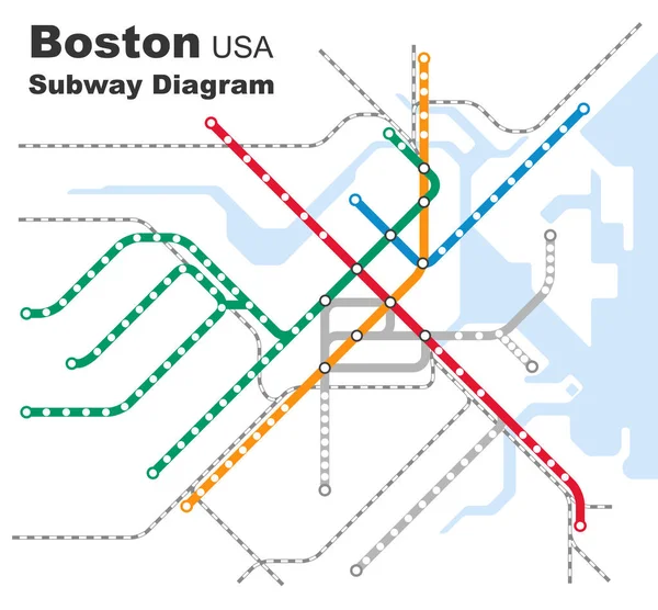 Ilustração Vetorial Editável Camadas Diagrama Metrô Boston Eua —  Vetores de Stock