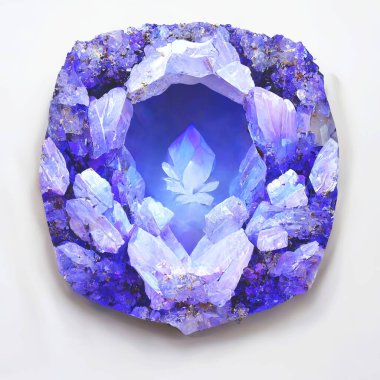A 3d maded close up of amethyst gem in brooch shape