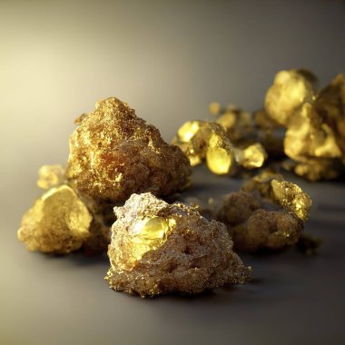A group of gold nuggets 3d made