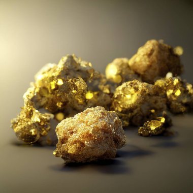 A group of gold nuggets 3d made