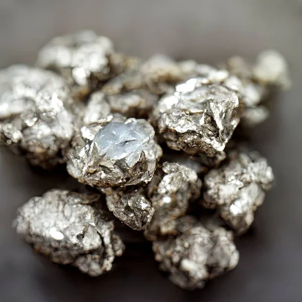 Made Close Silver Nugget — Stock Photo, Image