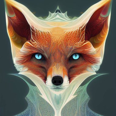 A mystical fox portait in a spiritual pose