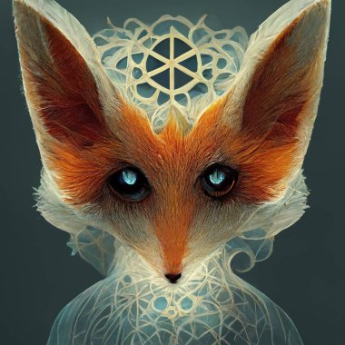 A mystical fox portait in a spiritual pose