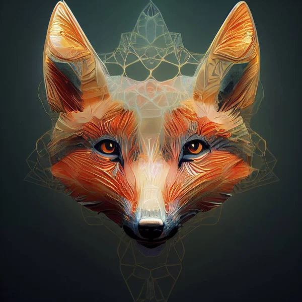 Mystical Fox Portait Spiritual Pose — Foto Stock