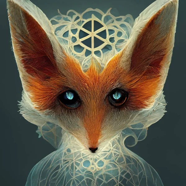 Mystical Fox Portait Spiritual Pose Fotos De Stock Sin Royalties Gratis