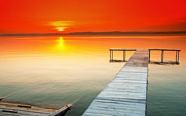 Lake Balaton with a very nice sunset — Stock Photo, Image