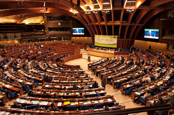 Plenary room of the European Parliament in Strasbourg — Stock Photo, Image