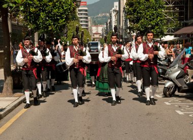 Spanish people in Oviedo in their traditional Asturian clothing clipart