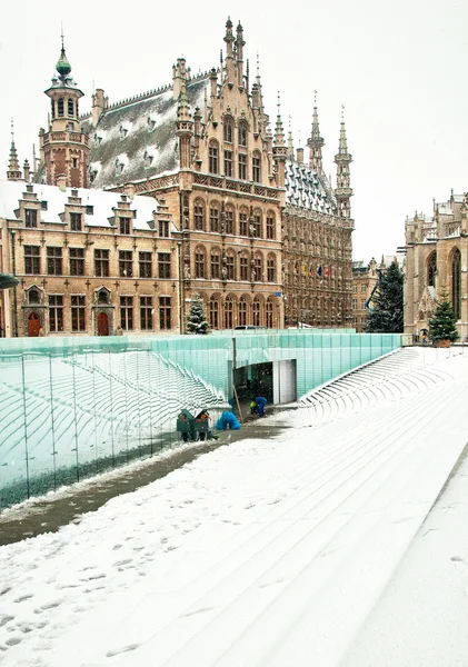 Leuven, Belçika kışın eski Kütüphane — Stok fotoğraf