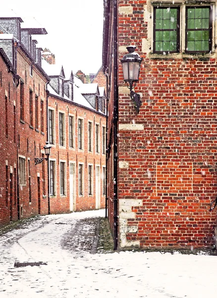 Città vecchia di Lovanio, Belgio in inverno — Foto Stock
