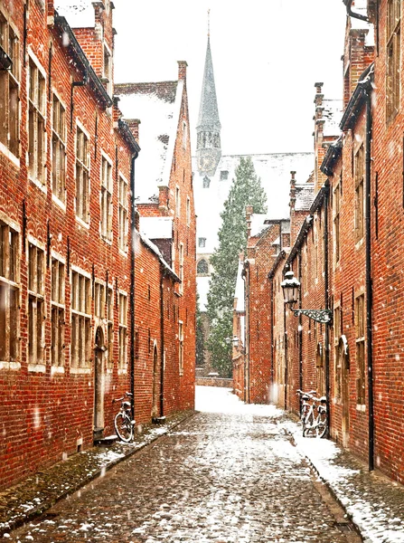 Oude stad van leuven, België in de winter — Stockfoto