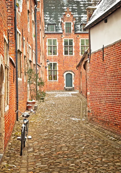 Old town of Leuven, Belgium in winter — Stock Photo, Image