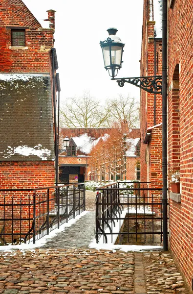 Città vecchia di Lovanio, Belgio in inverno — Foto Stock