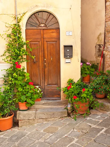 Porch decorated with flowers — Stock Photo, Image