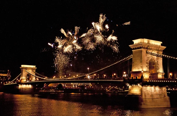 Fireworks over Budapest — Stock Photo, Image