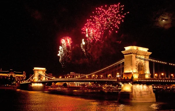 Fireworks over Budapest — Stock Photo, Image
