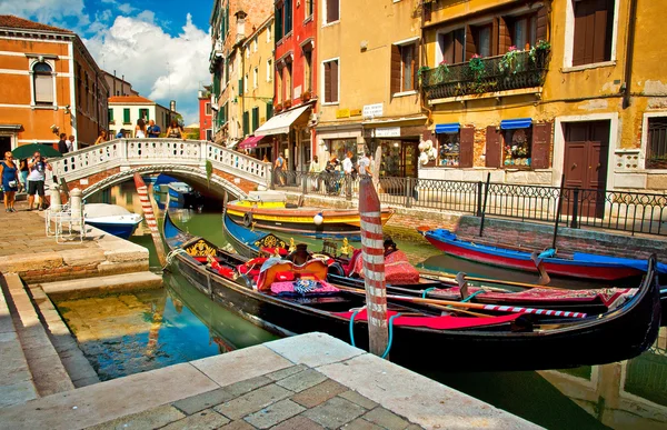Venetian gondola boats — Stock Photo, Image