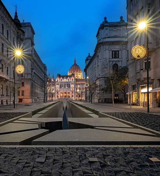 Noční Pohled Maďarský Parlament — Stock fotografie