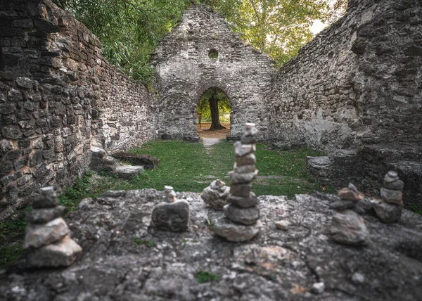 Medieval Ruin Temple Lake Balaton Hungary — Stock Photo, Image